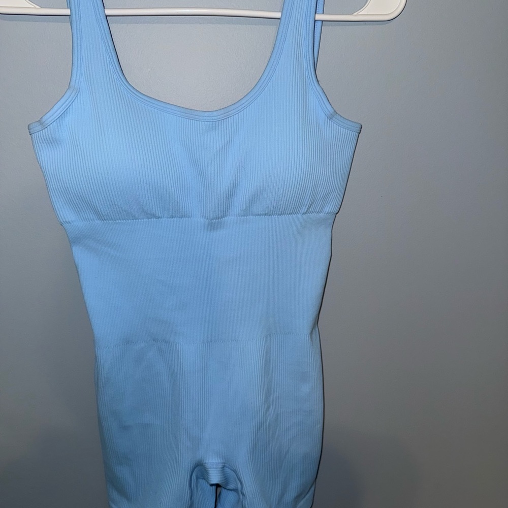 Light Blue Ribbed Bodysuit